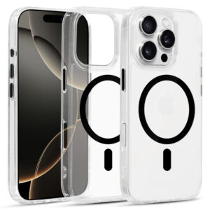 Glossy Magsafe Clear Dėklas skirtas Apple iPhone 15 Pro Max juodos spalvos