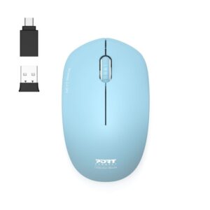 PORT CONNECT belaidė COLLECTION pelė, USB-A a USB-C dongle, 2.4Ghz, 1600DPI, Azur