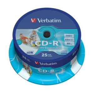 CD-R Verbatim DLP 700MB (80min) 52x Printable 25-cake