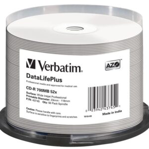 CD-R Verbatim DLP 700MB (80min) 52x WIDE Profesional Printable 50-cake NON-ID