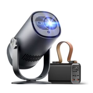 Dangbei Freedo Bundle, nešiojamas projektorius, Google TV, 450 ISO Lumens + 20,000 mAh Power Bank, juodos spalvos