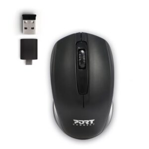 PORT CONNECT Wireless office mouse, USB-A/USB-C dongle, 2,4Ghz, 1000DPI, black