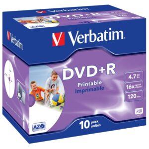 DVD+R Verbatim 4,7 GB (120min) 16x Printable jewel box, 10pack