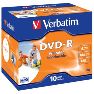 DVD-R Verbatim 4,7 GB (120min) 16x Printable jewel box, 10pack - Image 1