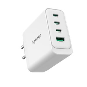 Įkroviklis Sponge C4 100W GaN, USB-C/USB-A, baltos spalvos