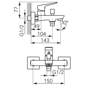 Vonios maišytuvas Lippi Ecologica, juodas - Image 2