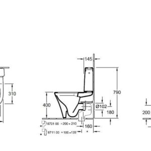 Pastatomas unitazas O.NOVO su dangčiu ir bakeliu baltos spalvos - Image 2