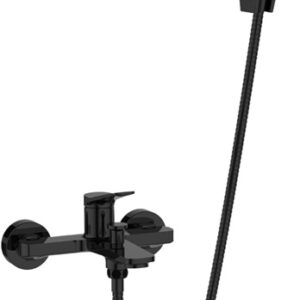 Vonios maišytuvas su dušo komplektu Invena Nestos juodas