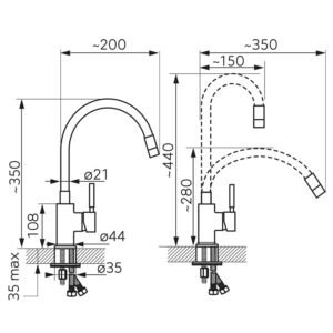 Maišytuvas Ferro Zorba, lanksčiu snapu, juodas - Image 2
