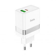 PTC Hoco 230 V adapter to USB A + PD QC3.0 3A 30W  baltas N21