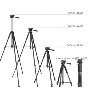 Aluminum photographic tripod with adjustable base - pilkos spalvos - Image 2
