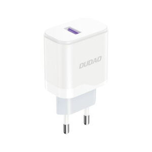 Dudao A20EU USB-A 18W network charger - baltos spalvos + USB-A - Lightning cable - Image 2