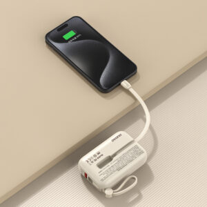 Dudao K14 10000mAh power bank with USB-C / Lightning cables - beige - Image 3