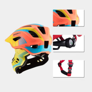 Rockbros TT-32SOYB-M children's bicycle helmet with detachable chinbar, size M - yellow-orange - Image 2