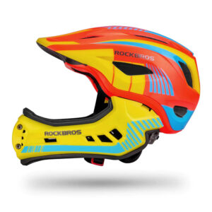 Rockbros TT-32SOYB-M children's bicycle helmet with detachable chinbar, size M - yellow-orange - Image 3