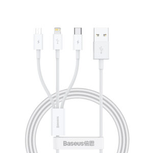 Baseus Superior Series USB-A - USB-C / Lightning / micro USB 3.5A cable 1m - baltos spalvos - Image 1