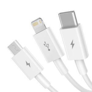 Baseus Superior Series USB-A - USB-C / Lightning / micro USB 3.5A cable 1m - baltos spalvos - Image 2