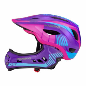 Rockbros TT-32SBPP-S children's bicycle helmet with detachable chinbar, size S - purple-pink - Image 2