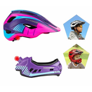 Rockbros TT-32SBPP-S children's bicycle helmet with detachable chinbar, size S - purple-pink - Image 4