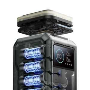 Powerbank Joyroom JR-PBF10 75000mAh 100W 3x USB-C 3x USB-A su foldable flashlight and handle - žalios spalvos - Image 3