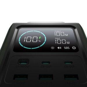 Powerbank Joyroom JR-PBF10 75000mAh 100W 3x USB-C 3x USB-A su foldable flashlight and handle - žalios spalvos - Image 5