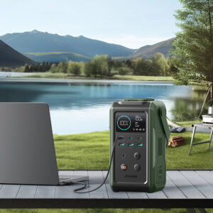 Powerbank Joyroom JR-PBF10 75000mAh 100W 3x USB-C 3x USB-A su foldable flashlight and handle - žalios spalvos - Image 9