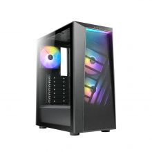GAMING kompiuterio korpusas AZZA SENTINEL 203A01B, with 3xARGB Fans, ATX, side window made of tempered glass, Without PSU (bottom), CSAZ-203A01
