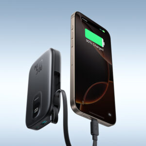 Joyroom JR-PBF17 22.5W 10000mAh Powerbank su Built-in USB-C Cable + 0.25cm USB-C kabelis - juodos spalvos - Image 7