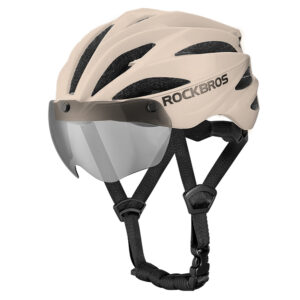 Rockbros Bike šalmas with Visor, Detachable UV Protective Goggles, Unisex - rudos spalvos - Image 2