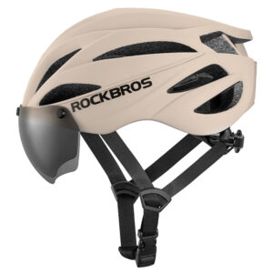 Rockbros Bike šalmas with Visor, Detachable UV Protective Goggles, Unisex - rudos spalvos - Image 3