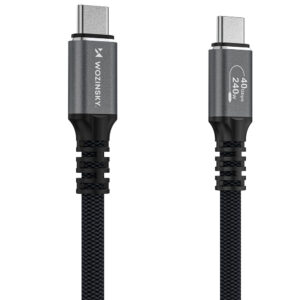 Wozinsky WPS-UY415S USB-C Thunderbolt 4 Cable 240W 1.5m 4K - juodos spalvos - Image 4