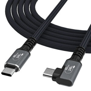 Wozinsky WPS1-UY41S USB-C Thunderbolt 4 240W Angled Cable 1.5m 4K - juodos spalvos