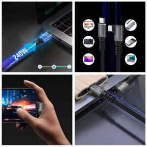 Kabelis Wozinsky WPS2-UY41S USB-C Thunderbolt 4 240W 2m 4K - juodos spalvos - Image 9