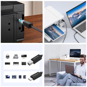 Wozinsky WKDDY1S USB-B - USB-C Cable 1m - juodos spalvos - Image 9