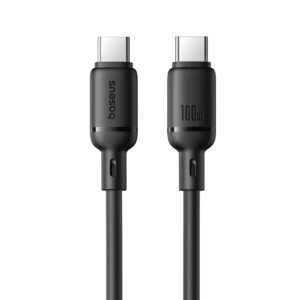 Baseus Silky Series 100W USB-C - USB-C 1m kabelis - juodos spalvos - Image 1