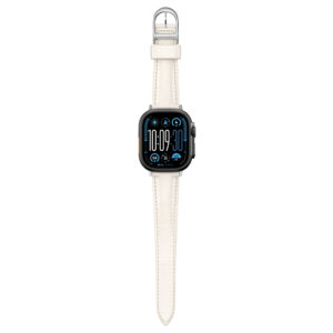 AmazingThing Class Band Leather Strap for Apple Watch 45 / 46 / 49 mm - Light Beige - Image 2