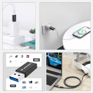 Wozinsky WAAC-01 USB-A - USB-C OTG Adapter - juodos spalvos - Image 2