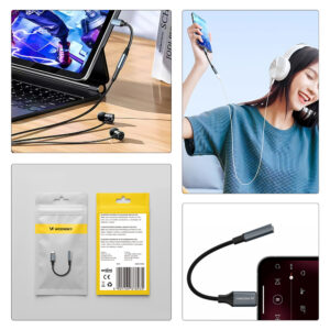 Wozinsky WALJ-01 Lightning adapter - 3.5mm mini jack - juodos spalvos - Image 2