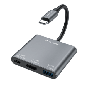 Hub Wozinsky WHCH-01 USB-C PD 100W HDMI 4K@30Hz USB-A 10Gbps - pilkos spalvos