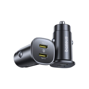 Baseus GoTrip 2 x USB-C 30W Car Charger - juodos spalvos