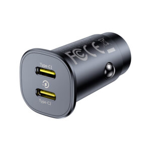Baseus GoTrip 2 x USB-C 30W Car Charger - juodos spalvos - Image 4