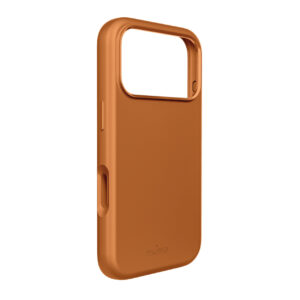 Pure Icon Mag Pro Liquid Silicone dėklas skirtas iPhone 17 Pro Max, suderinamas su MagSafe, su apsauga kamerai ir aliumininiais mygtukais - oranžinės spalvos