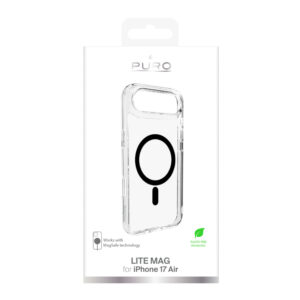 Puro Lite Mag TPU+PC dėklas Compatible su MagSafe skirtas Apple iPhone 17 Air - skaidrus su juodos spalvos Ring - Image 2