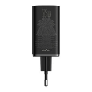 Baseus GaN6 Pro Charger 65W 2 x USB-C 2 x USB-A with Black USB-C Cable 100W 1m - Black - Image 3