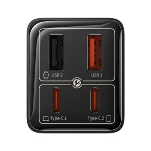 Baseus GaN6 Pro Charger 65W 2 x USB-C 2 x USB-A with Black USB-C Cable 100W 1m - Black - Image 5