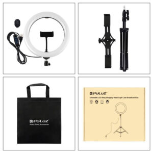 Tripod Mount Puluz with 26cm LED Ring Vlogging 1,1m PKT3070B - Image 3