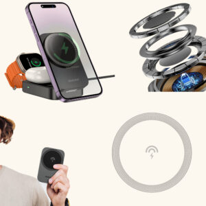 Dudao A11 Max 15W 3-in-1 Inductive Charging Station Compatible with MagSafe - Gray - Image 4