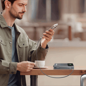 Dudao K31 Pro 45W 20000mAh Power Bank with Built-in Retractable USB-C Cable - pilkos spalvos - Image 6