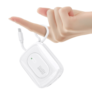 Dudao K32 22.5W 10000 mAh Powerbank with Built-in USB-C/ Lightning Cable - baltos spalvos - Image 2