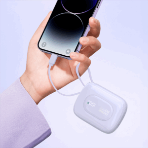 Dudao K32 22.5W 10000 mAh Powerbank with Built-in USB-C/ Lightning Cable - violetinės spalvos - Image 2